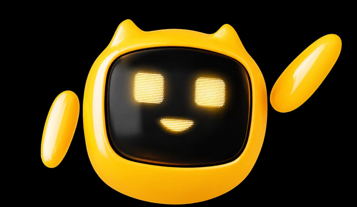 Yellow AI sales and support robot mascot